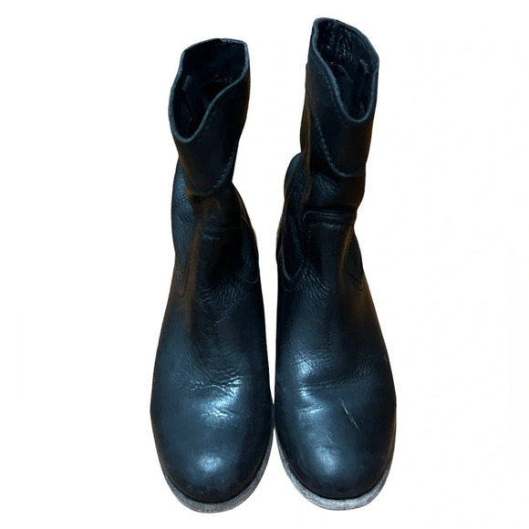 FRYE CARA ROPER SHORT BLACK LEATHER BOOTS - Picture 5 of 7